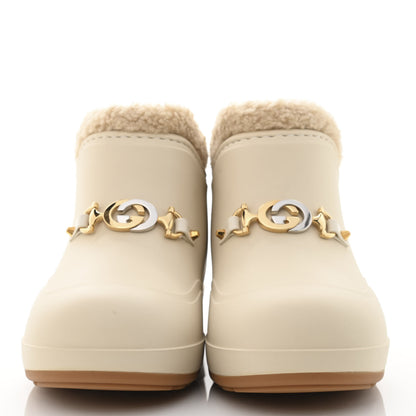 Gucci Rubber Wool Womens Crossy Ankle Boots 35 Mystic White Butterscotch 2 of 9