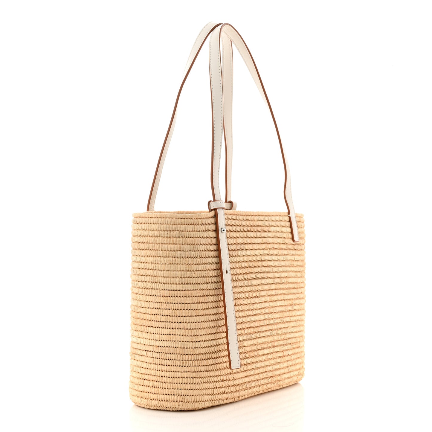 Raffia Square Small Basket Tote Bag Natural White