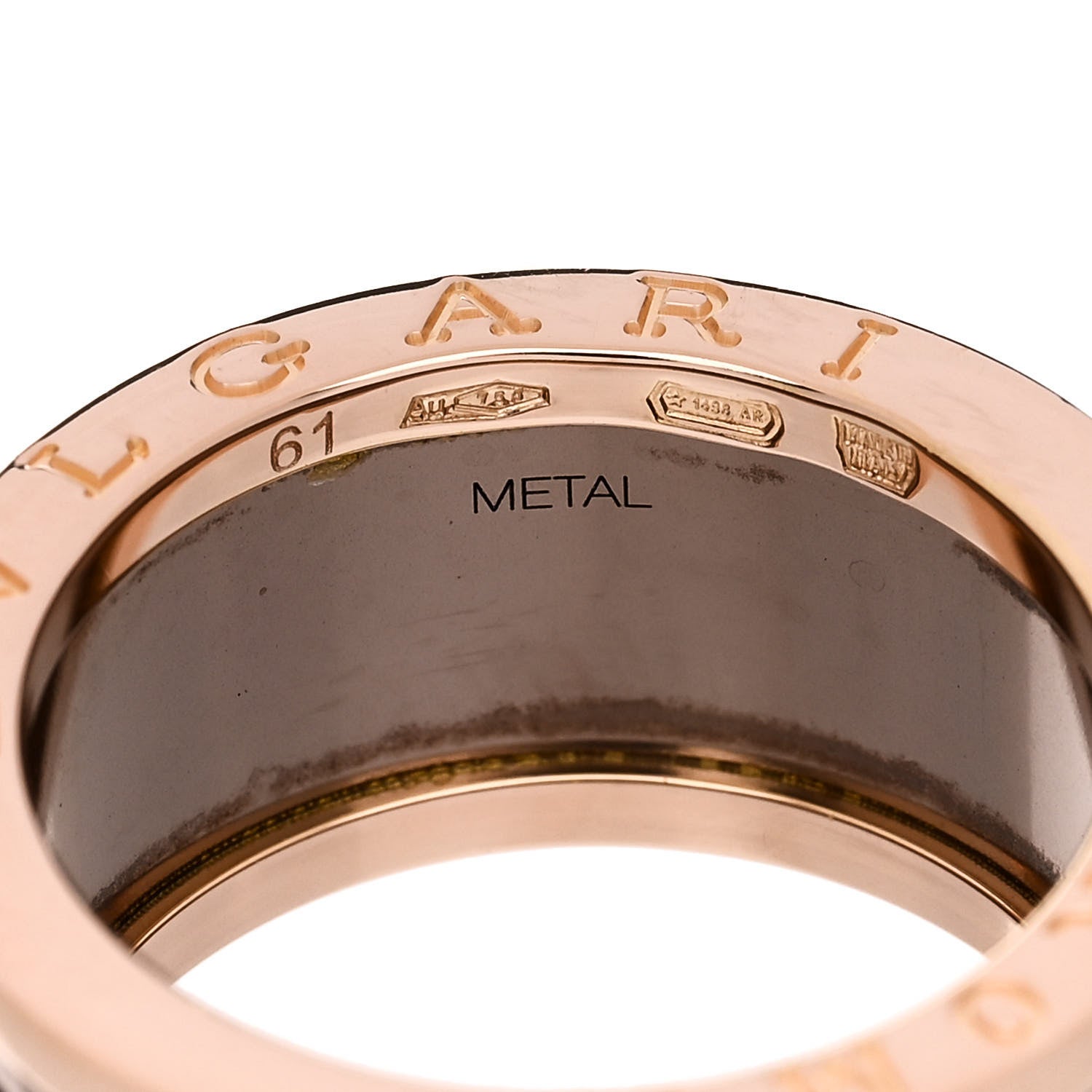 Bulgari 18K Rose Gold Bronze Cermet B.Zero1 Roma Four-Band Ring 61 9.5 5 of 6