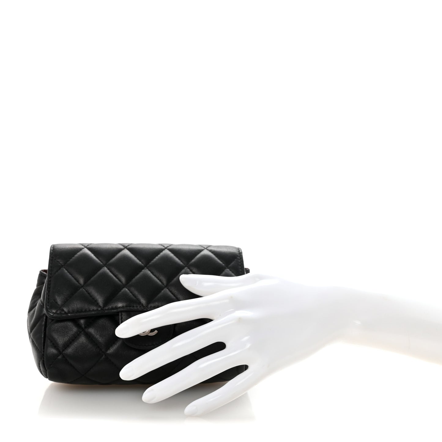 Lambskin Quilted Flap Cosmetic Case Black