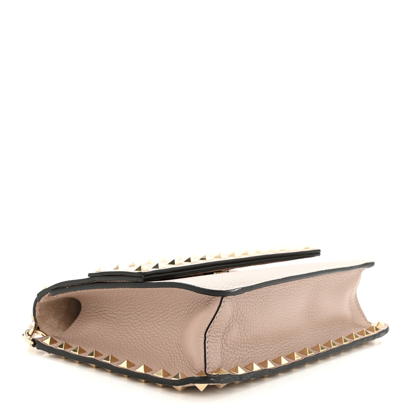 Grained Calfskin Small Rockstud Flap Crossbody Bag Poudre
