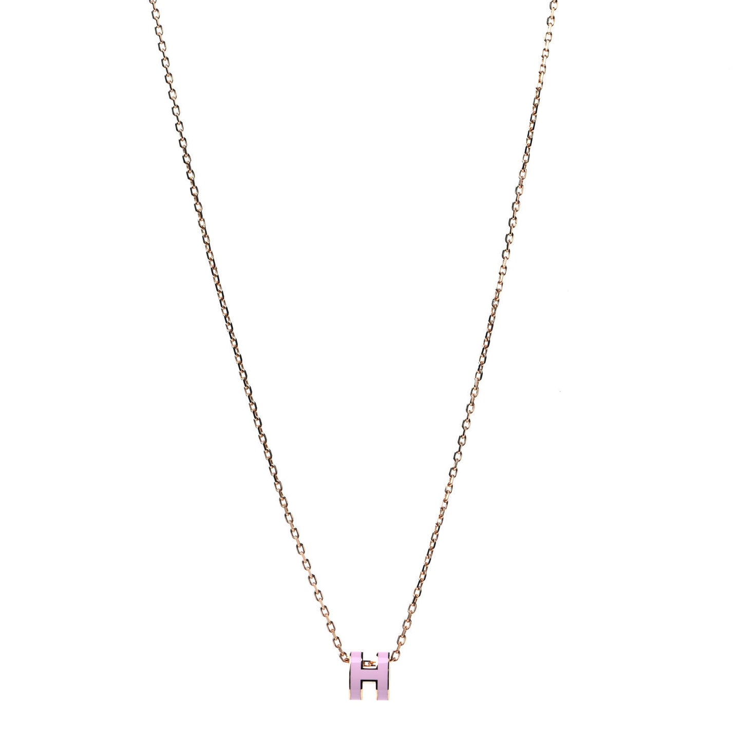 Lacquered Rose Gold Mini Pop H Pendant Necklace Rose Dragee