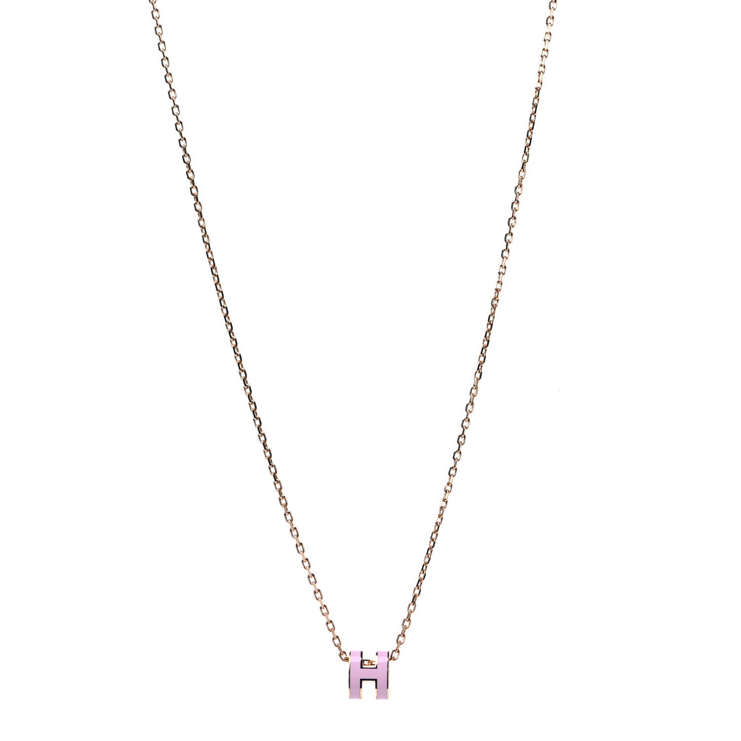 Hermes Lacquered Rose Gold Mini Pop H Pendant Necklace Rose Dragee 1 of 4
