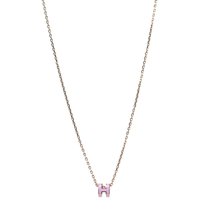 Hermes Lacquered Rose Gold Mini Pop H Pendant Necklace Rose Dragee 1 of 4