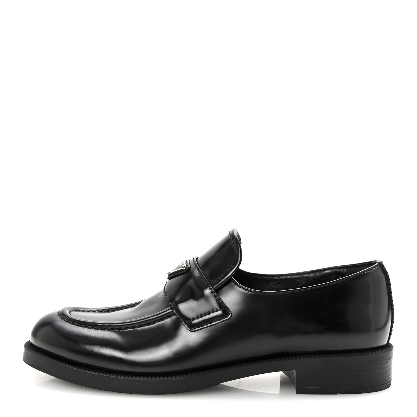 Spazzolato Metal Triangle Logo 20mm Loafers 40 Black