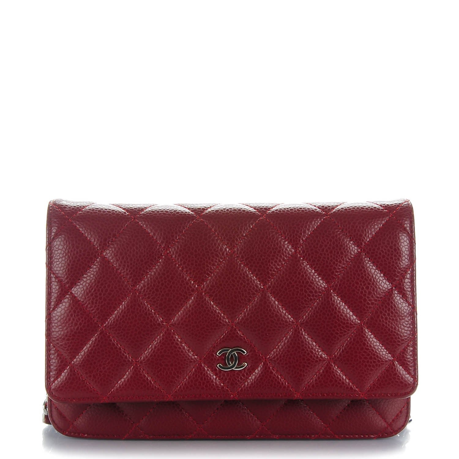 Chanel Caviar Quilted Wallet On Chain WOC Dark Red 1 of 8