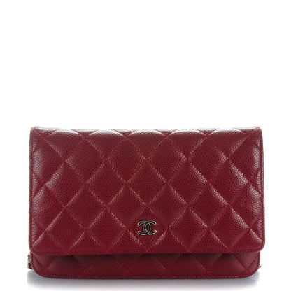 Chanel Caviar Quilted Wallet On Chain WOC Dark Red 1 of 8
