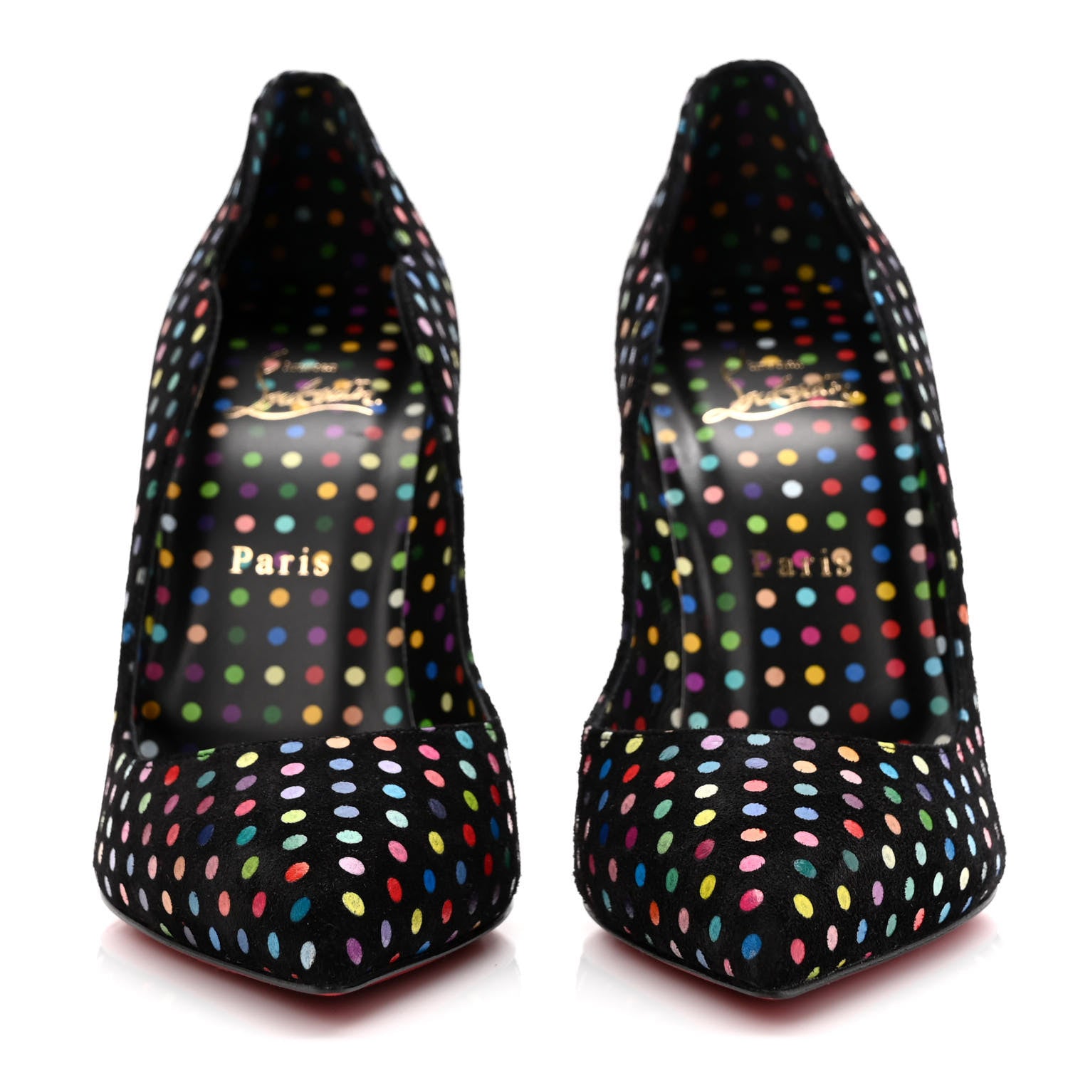 Christian Louboutin Suede Polka Dot Hot Chick 100 Pumps 38.5 Black Multicolor 2 of 8
