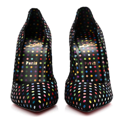 Christian Louboutin Suede Polka Dot Hot Chick 100 Pumps 38.5 Black Multicolor 2 of 8