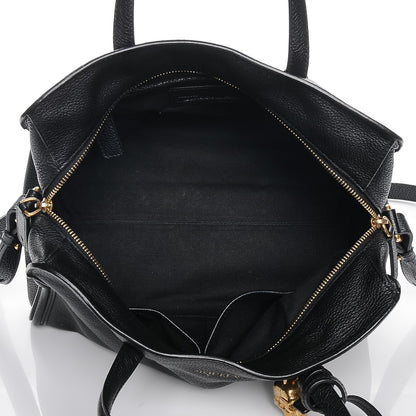 Alexander McQueen Pebbled Calfskin Small Skull Padlock Zip Around Tote Black 5 of 7