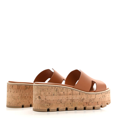 Hermes Calfskin Cork Eze 30 Sandals 37 Marron Glaise 4 of 7