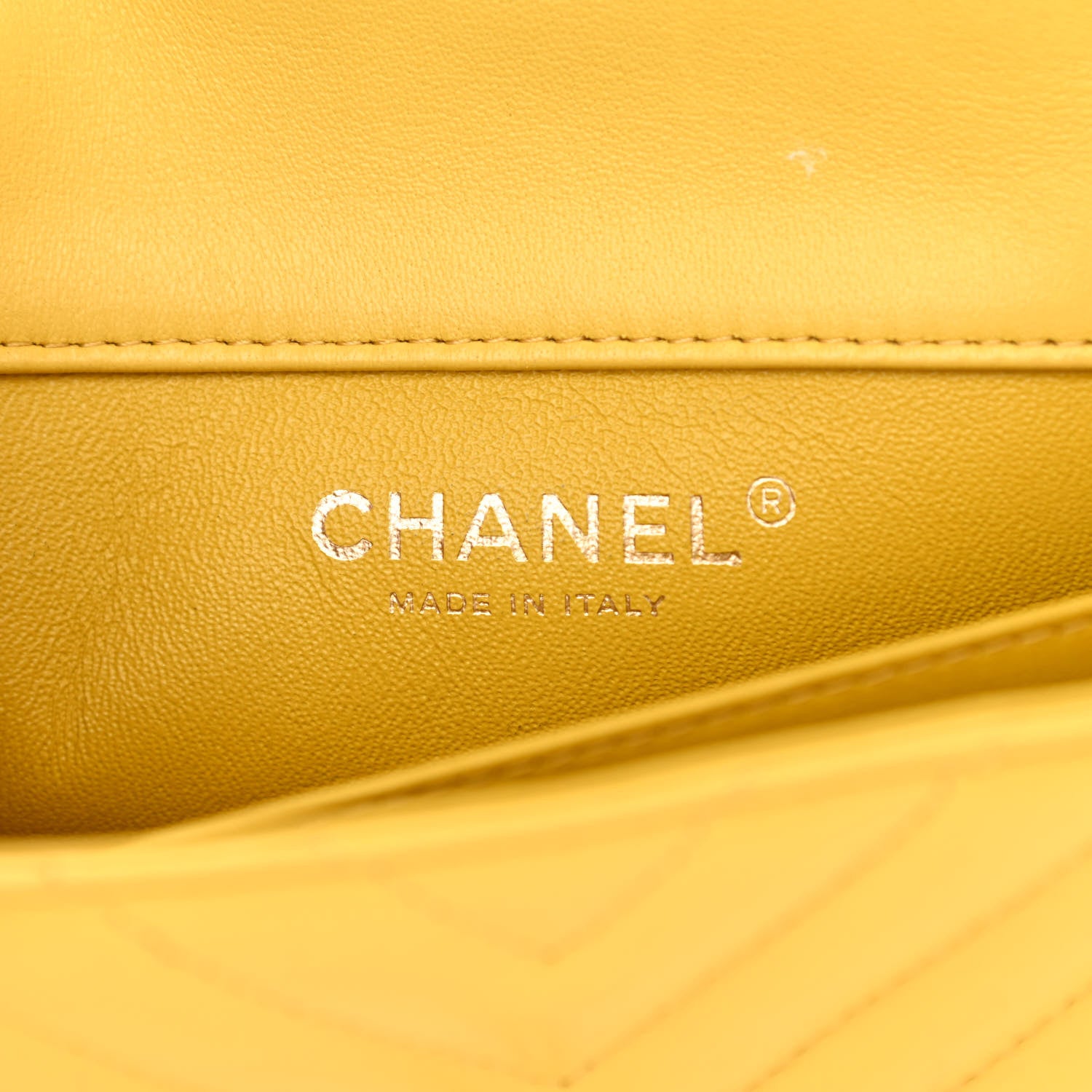 Chanel Lambskin Chevron Quilted Extra Mini Rectangular Flap Yellow 5 of 12