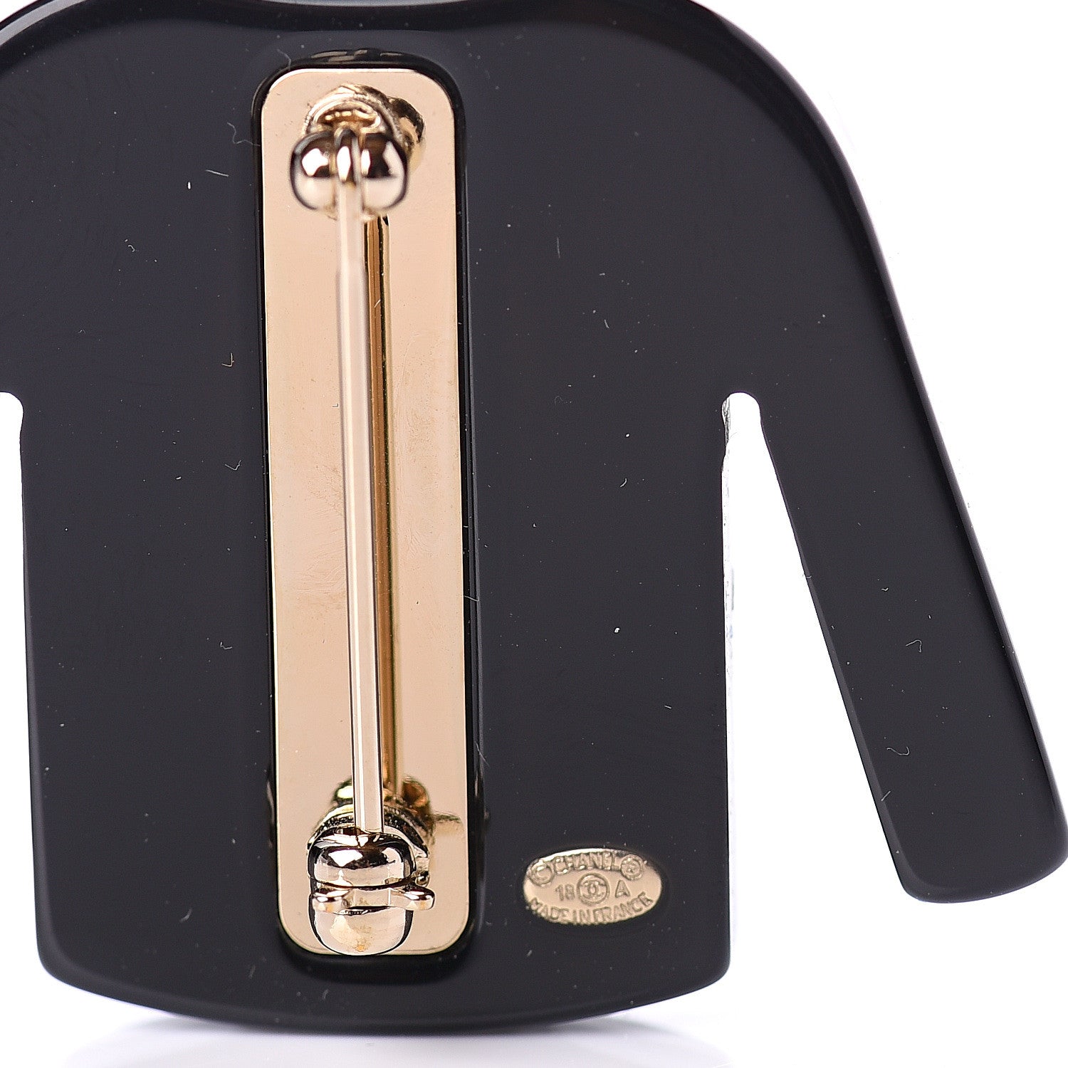 Chanel Resin Sweater CC Brooch Black White 3 of 4