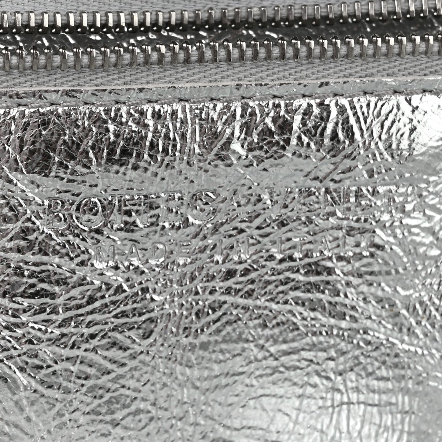 Mirror Laminated Nappa Maxi Intrecciato Mini Arco  Silver