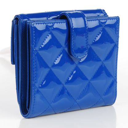 Chanel Patent Quilted CC French Wallet Blue 3 of 8