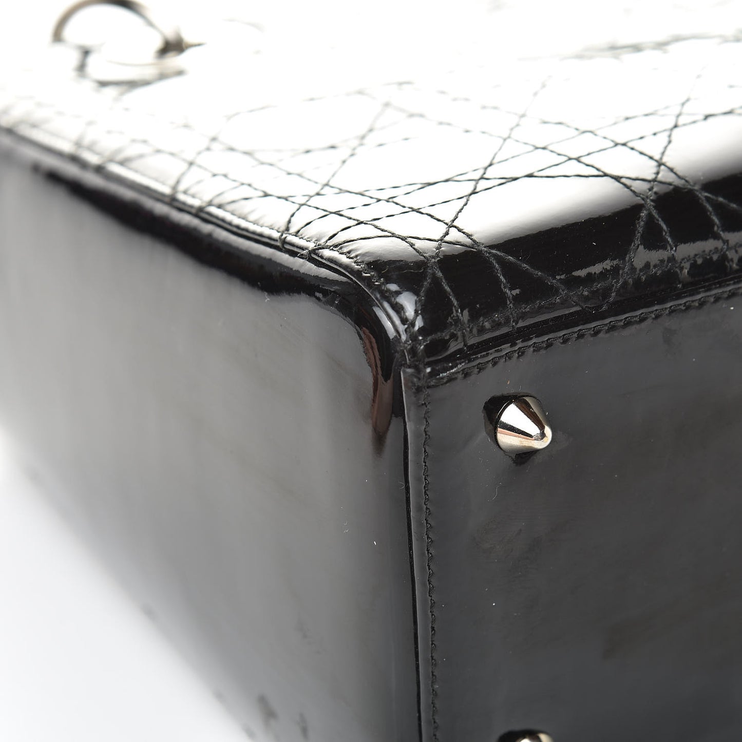 Patent Cannage Stitched Medium Lady Dior Black