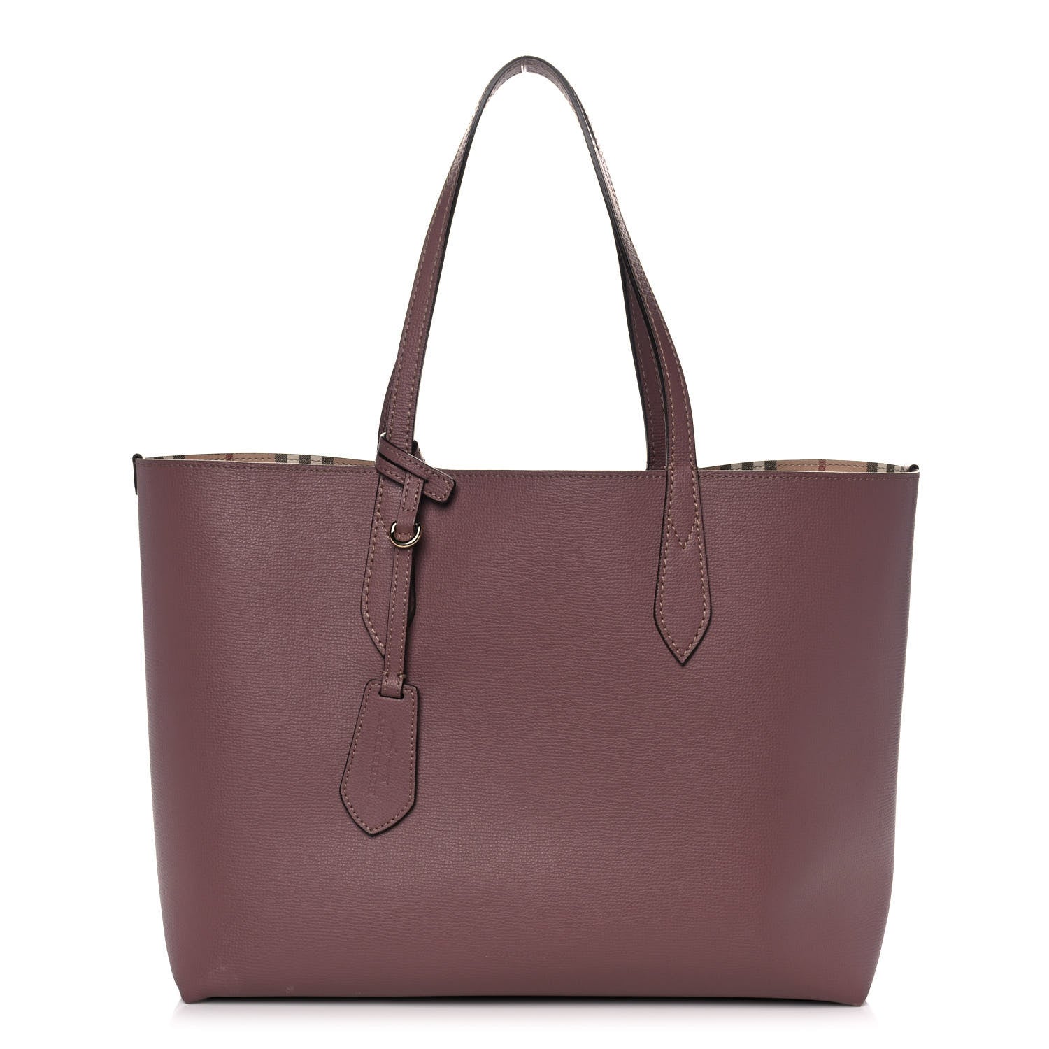 Burberry Grainy Calfskin Haymarket Check Medium Reversible Tote Dusty Pink 1 of 11