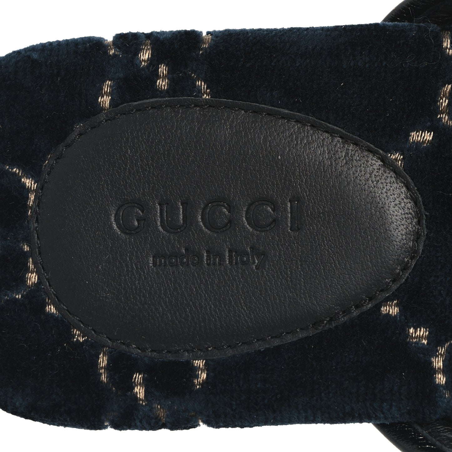Velvet GG Monogram Womens Criss Cross Slide Sandals 36 Blue Beige Black