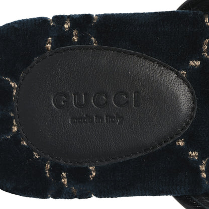 Gucci Velvet GG Monogram Womens Criss Cross Slide Sandals 36 Blue Beige Black 9 of 9