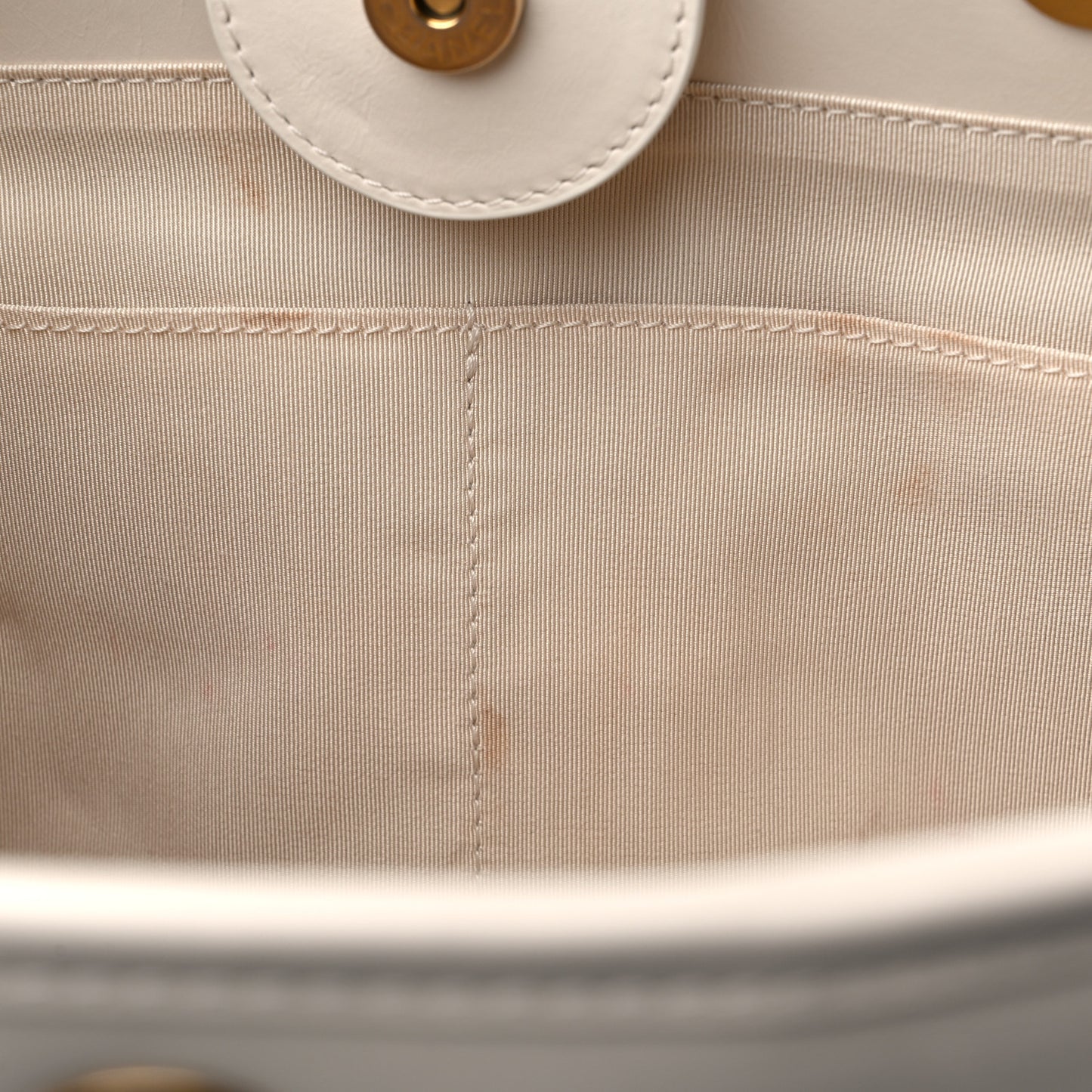 Aged Calfskin Small Charms Deauville Tote White