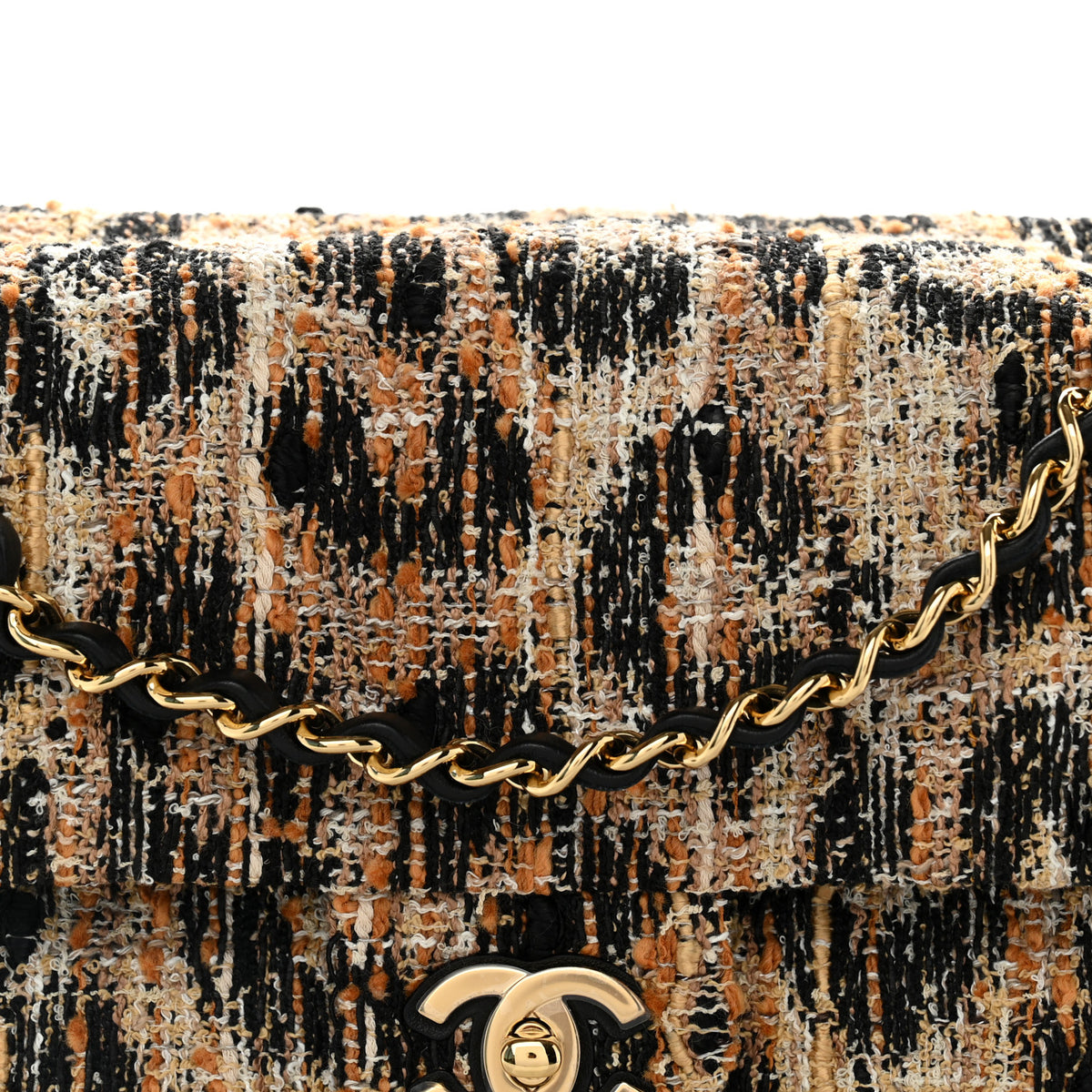 Chanel Tweed Mixed Fibers Leopard Print Small Souplissimo Maxi Flap Brown Black White 8 of 11