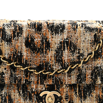 Chanel Tweed Mixed Fibers Leopard Print Small Souplissimo Maxi Flap Brown Black White 8 of 11