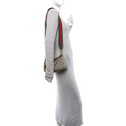Gucci GG Supreme Monogram Textured Dollar Calfskin Web Small Ophidia GG Handbag Beige Ebony New Acero 2 of 12