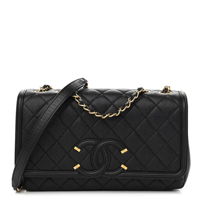 Chanel Caviar Quilted Medium CC Filigree Flap Black 1 of 13