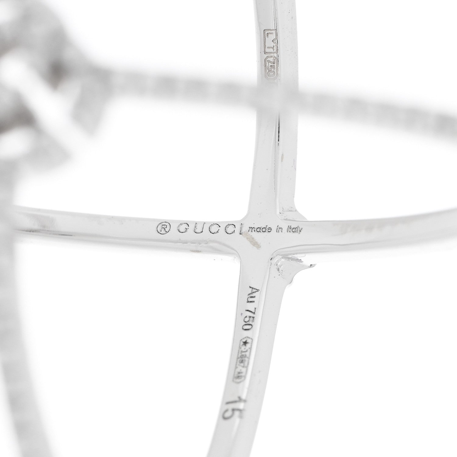 Gucci 18K White Gold Diamond Running G Cross Ring 54 7 4 of 5