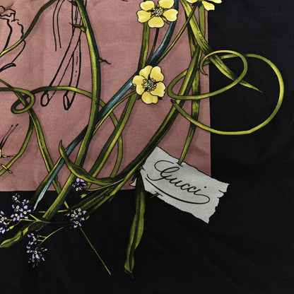 Gucci Silk Flora Infinity Chrissy Square Scarf Taupe Black 4 of 8