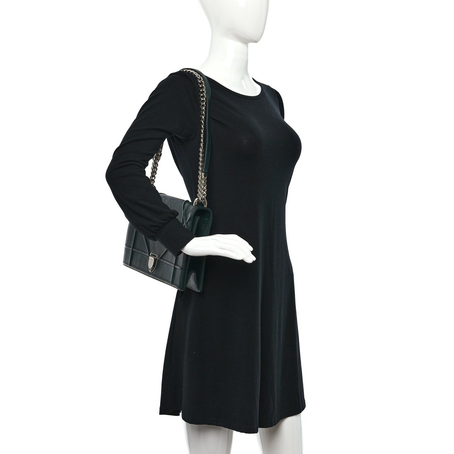 Grained Calfskin Large Diorama Flap Bag Green