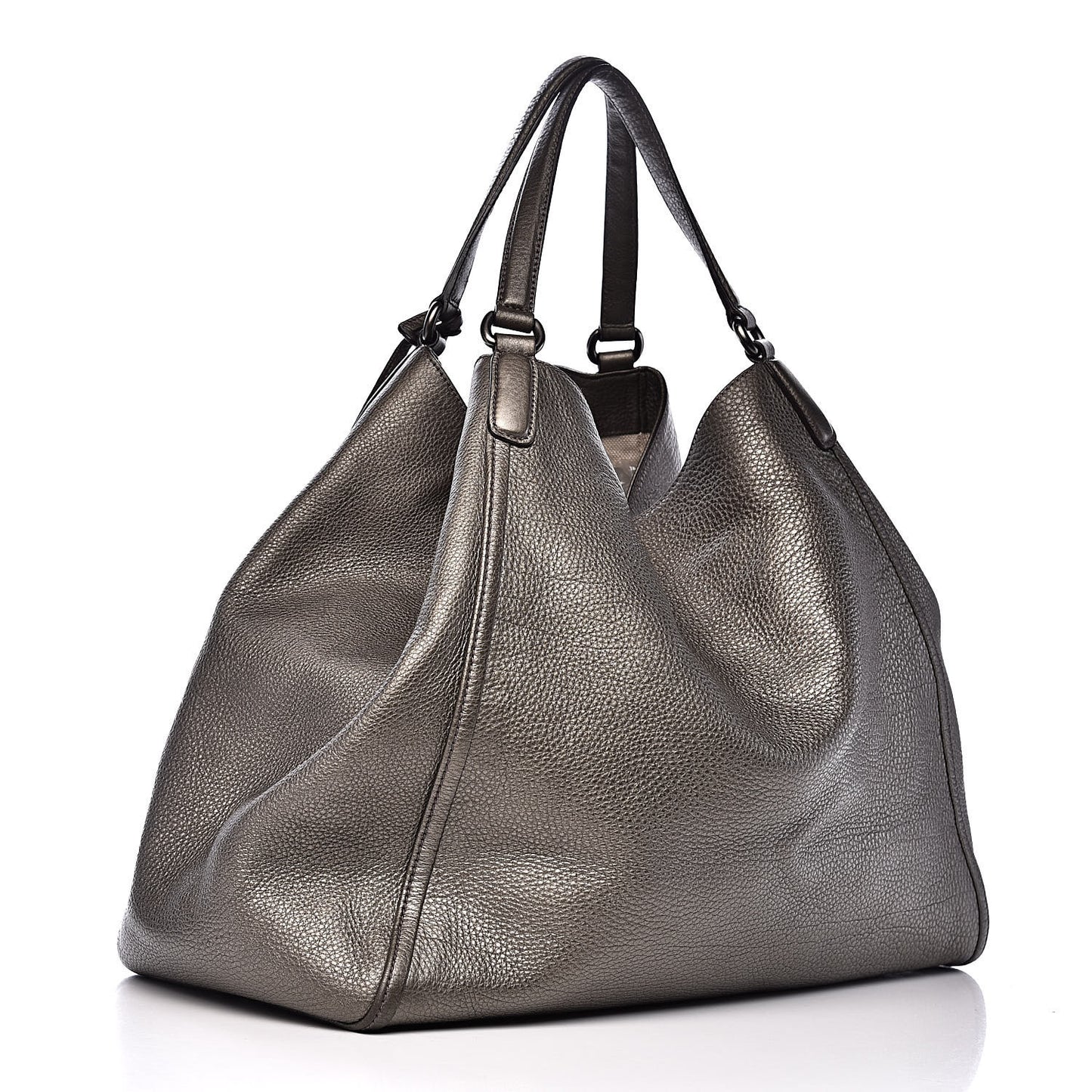Metallic Pebbled Calfskin Large Soho Shoulder Bag Sasso
