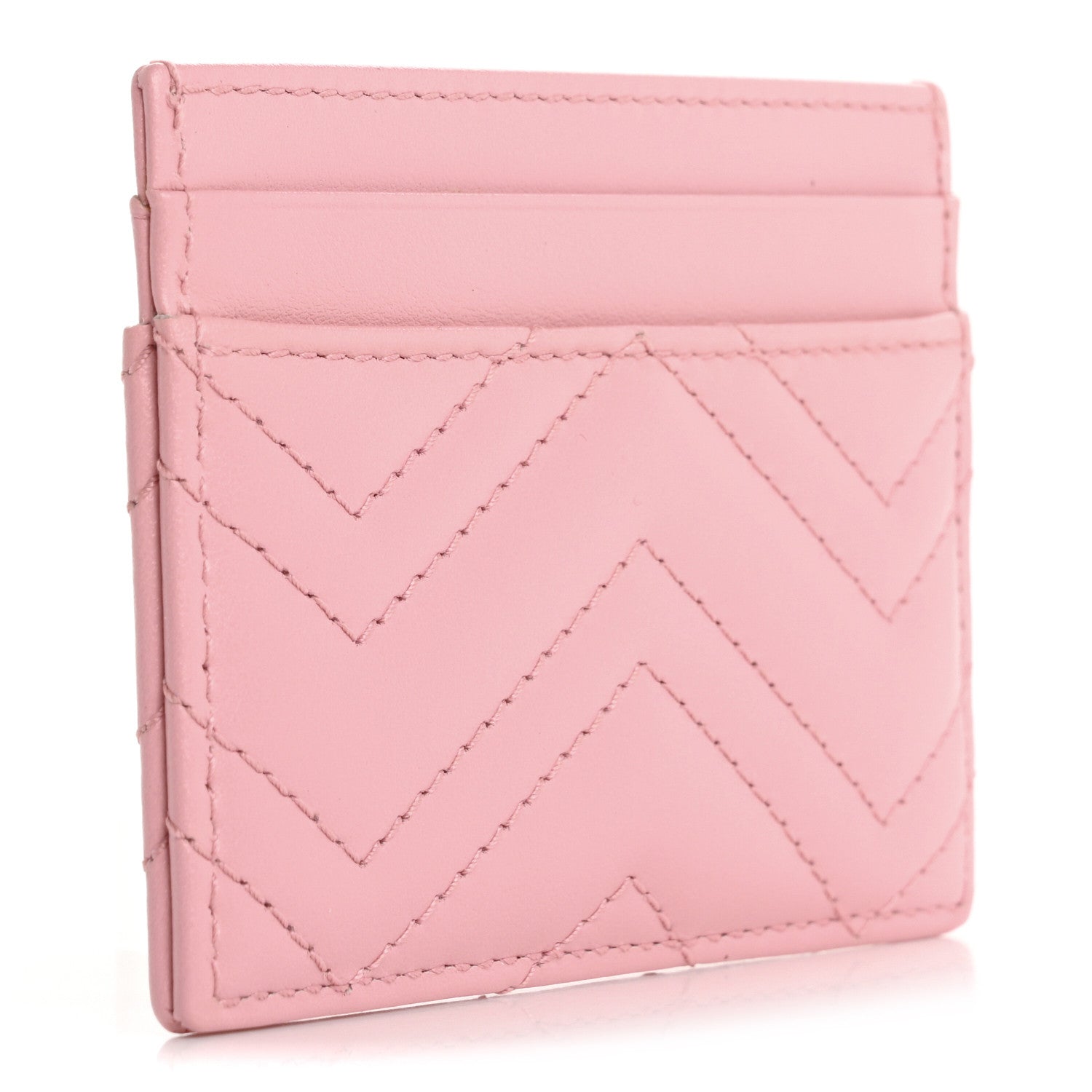 Gucci Calfskin Matelasse GG Marmont Card Holder Wild Rose 3 of 7