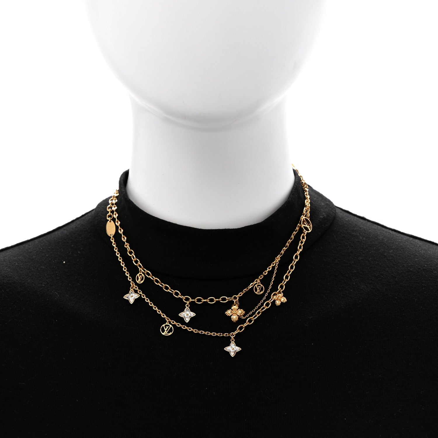 Louis Vuitton Metal Blooming Strass Necklace Gold 2 of 7