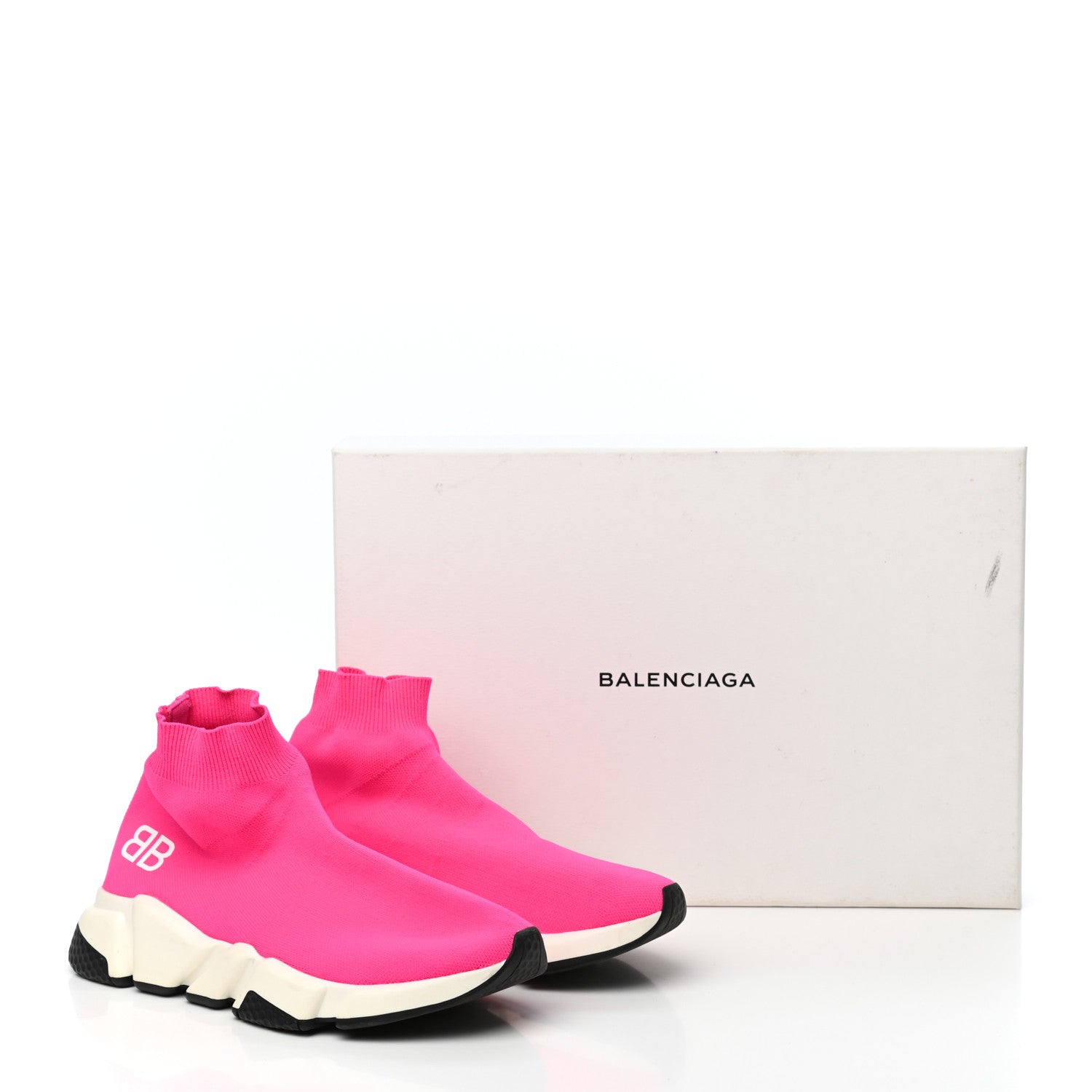 Balenciaga Nylon Knit Womens BB Speed Sneakers 37 Rose Fluo 8 of 8