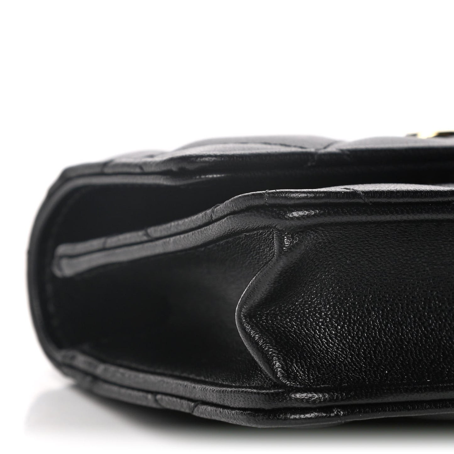 Lambskin Quilted CC Hook Card Holder Black