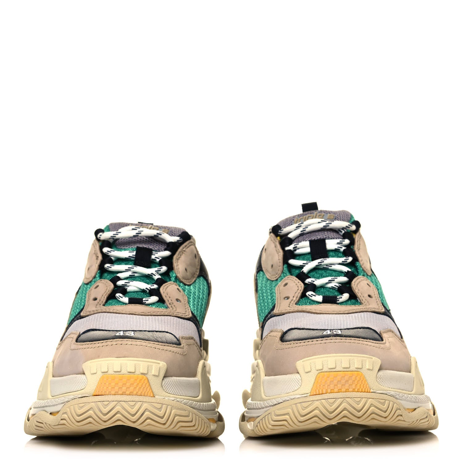 Balenciaga Fabric Mesh Mens Triple S Sneakers 43 Jaune Beige Vert Black Gris 2 of 9