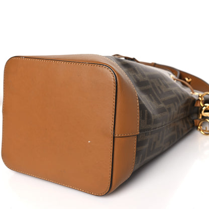 Fendi Glazed Fabric Vitello Grace F is Fendi FF 1974 Stamp Patch Grande Mon Tresor Bucket Bag Mogano Panna Nocciola 9 of 10