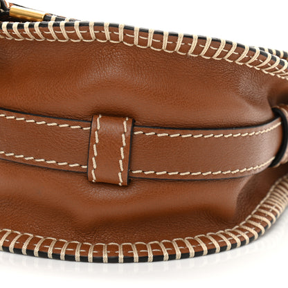 Chloe Suede Calfskin Stitched Small Marcie Round Crossbody Bag Tan 10 of 13