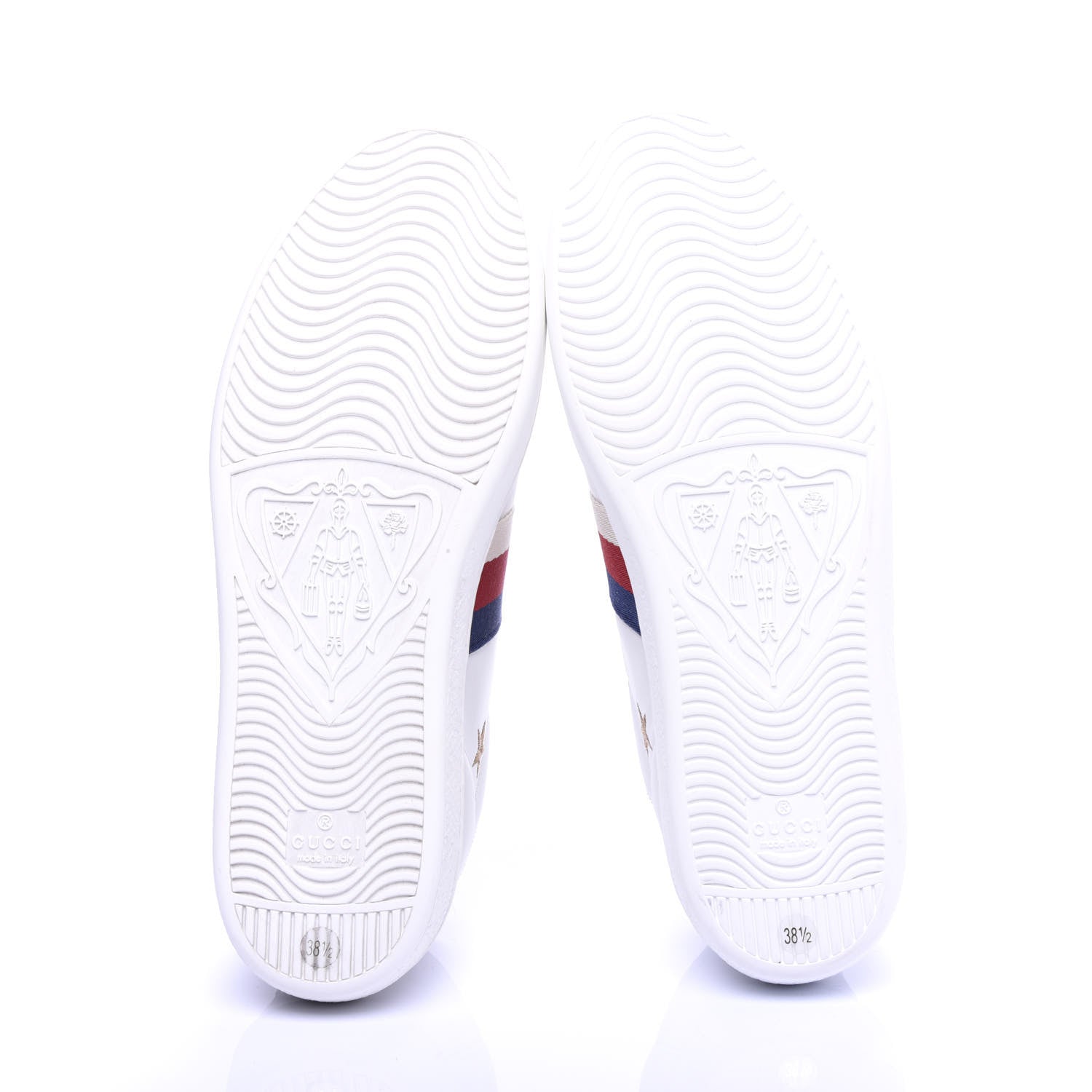 Gucci Calfskin Bee Star Embroidered Sylvie Web Ace Sneakers 38.5 White 5 of 10