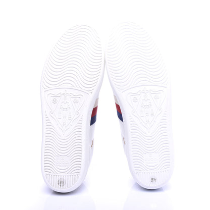 Gucci Calfskin Bee Star Embroidered Sylvie Web Ace Sneakers 38.5 White 5 of 10