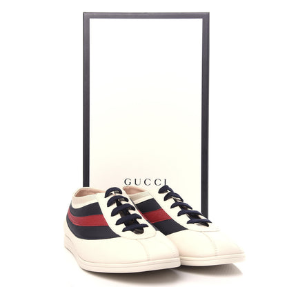 Gucci Calfskin Mens Web Falacer Sneakers 10.5 White Blue 12 of 12