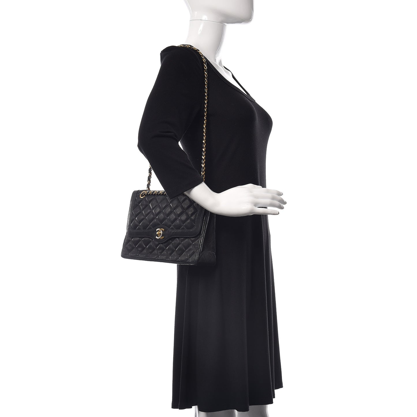 Lambskin Quilted Medium Double Flap Black