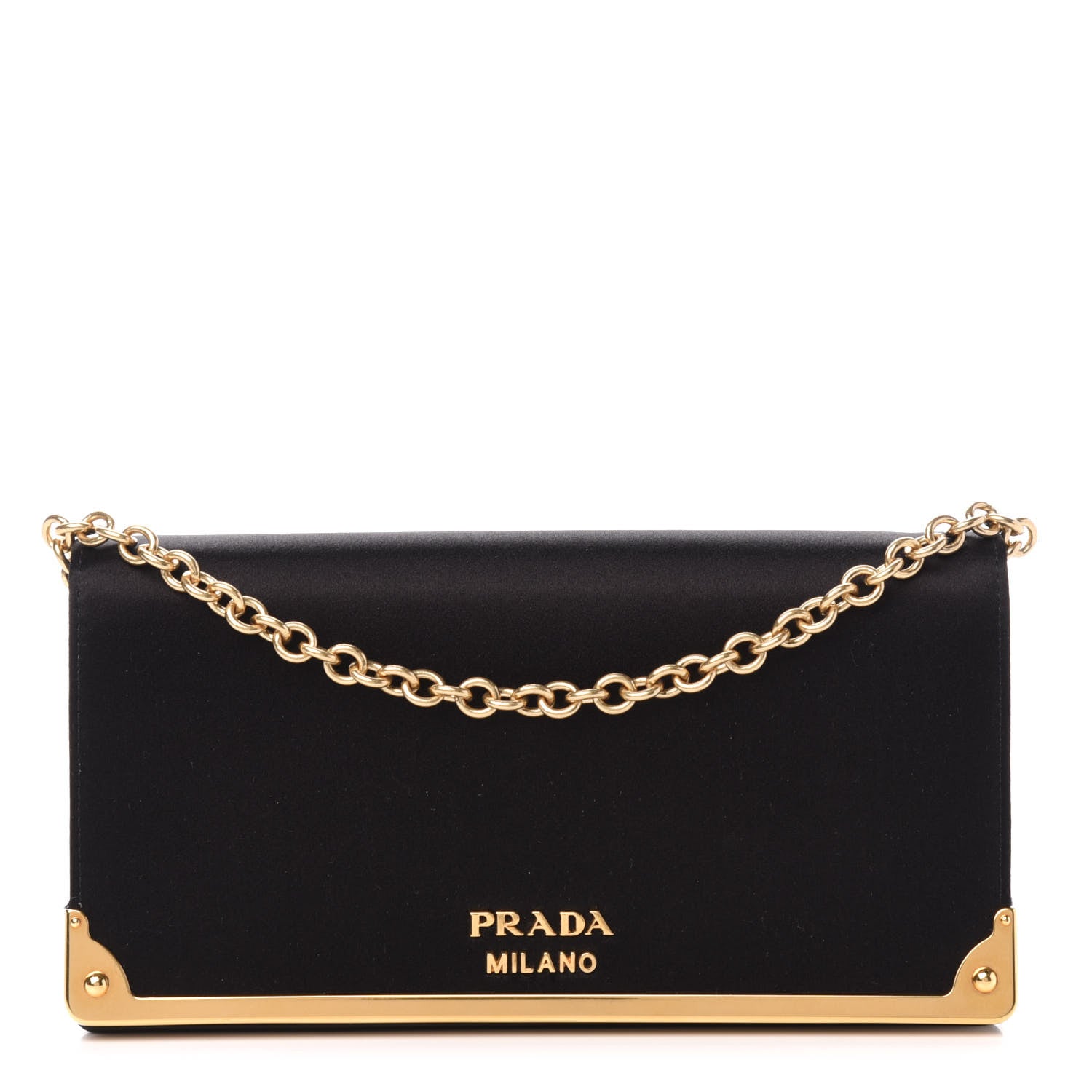 Prada Satin Cahier Chain Wallet Black 1 of 10
