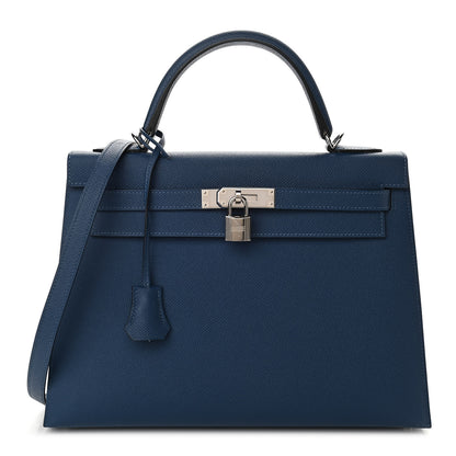 Hermes Epsom Kelly Sellier 32 Bleu De Malte 1 of 10