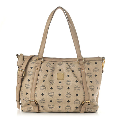 MCM Visetos Medium Essentials Shopper Tote Beige 1 of 8