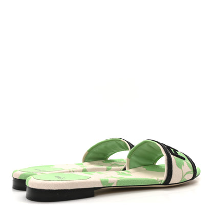 Fendi Canvas Rose Logo Embroidered Flat Slide Sandals 41 Bouquet Black 10 of 18