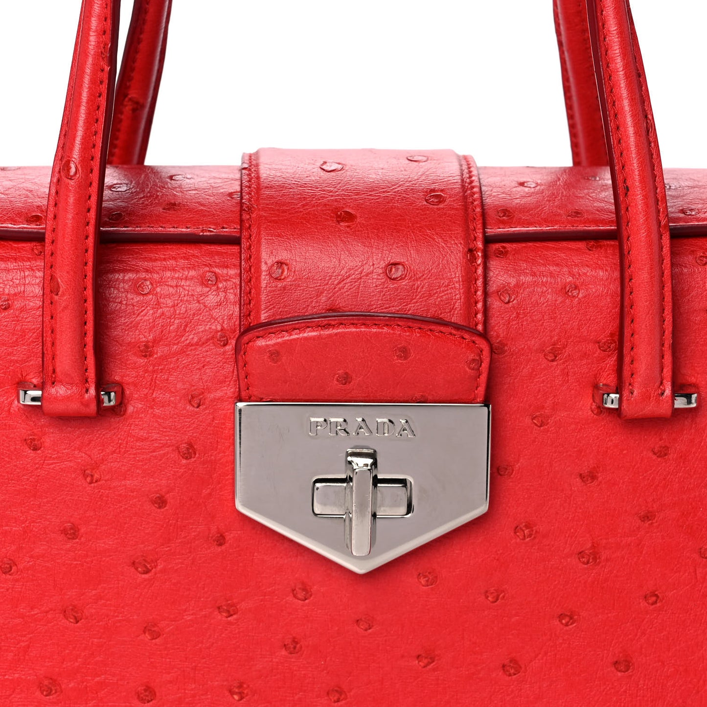 Ostrich Top Handle Shoulder Bag Rosso