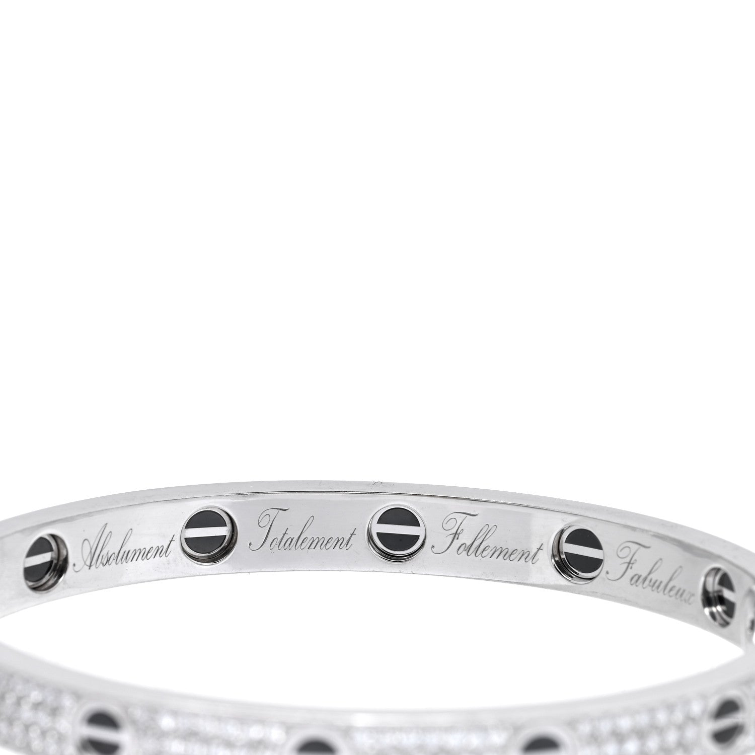 Cartier 18K White Gold Diamond Ceramic LOVE Paved Bracelet 18 3 of 4
