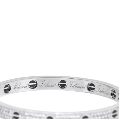 Cartier 18K White Gold Diamond Ceramic LOVE Paved Bracelet 18 3 of 4